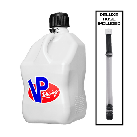 White VP Racing 5.5 Gallon Race Jug with Deluxe Hose